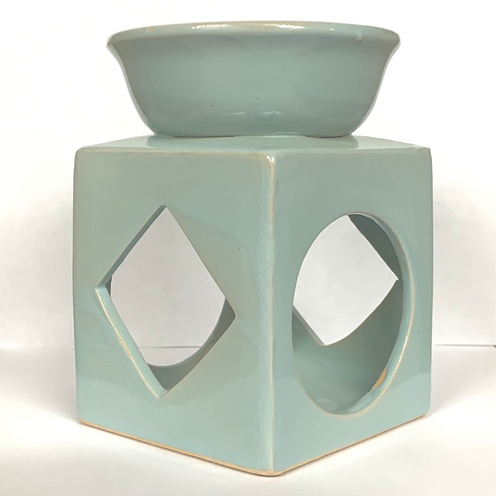 Blue Square Ceramic Wax Warmer/Burner with a pack of 10 FREE Scented Melts