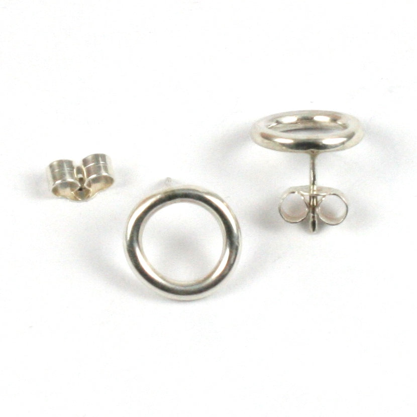 Handmade Solid Silver 925 Circle Stud Earrings