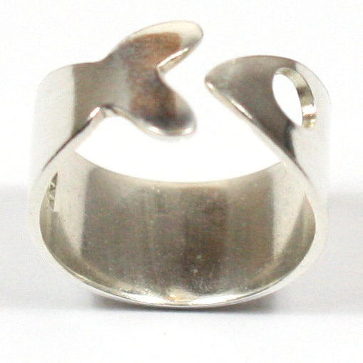 Solid Silver Handmade Chunky 10mm Fish Shaped Wrap Ring