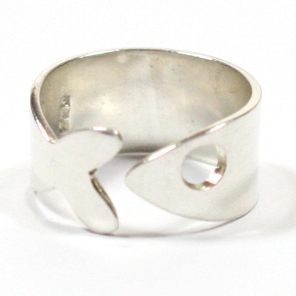 Solid Silver Handmade Chunky 10mm Fish Shaped Wrap Ring