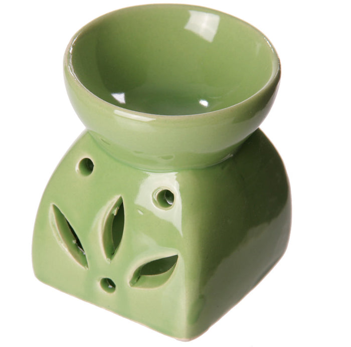 Square Flower Green Wax Warmer/Burner with a pack of 10 FREE Scented Melts
