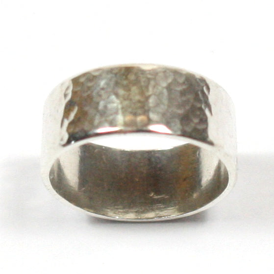 Handmade Chunky Hammered Wide 13mm Solid Silver 925 Band Ring Hallmarked