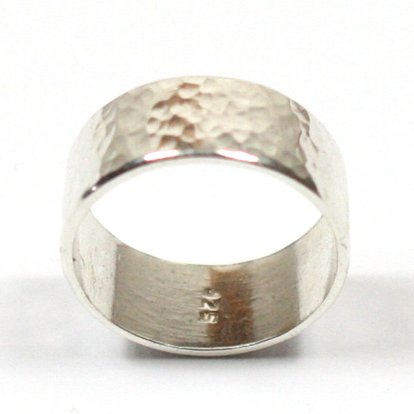 Buy Handmade Chunky Hammered Wide 8mm Solid Silver 925 Band Ring ...