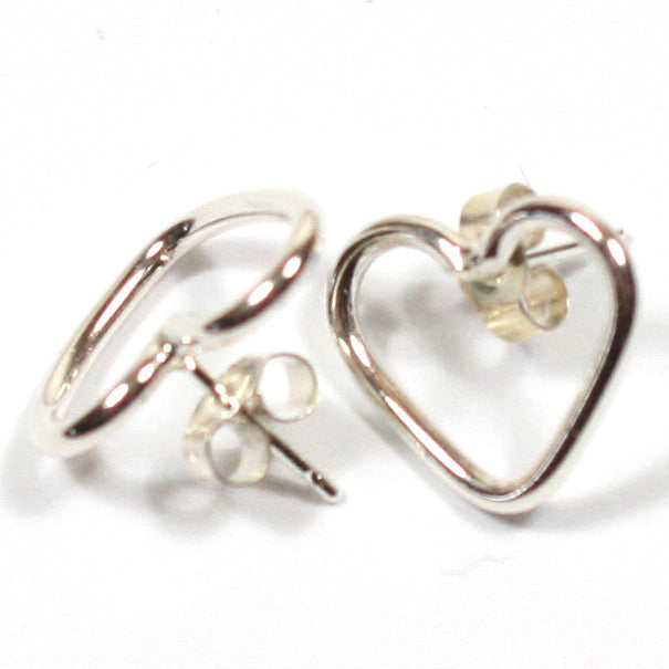 Solid Silver 925 Handmade 1.5mm Heart Stud Earrings