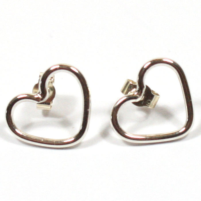 Solid Silver 925 Handmade 1.5mm Heart Stud Earrings