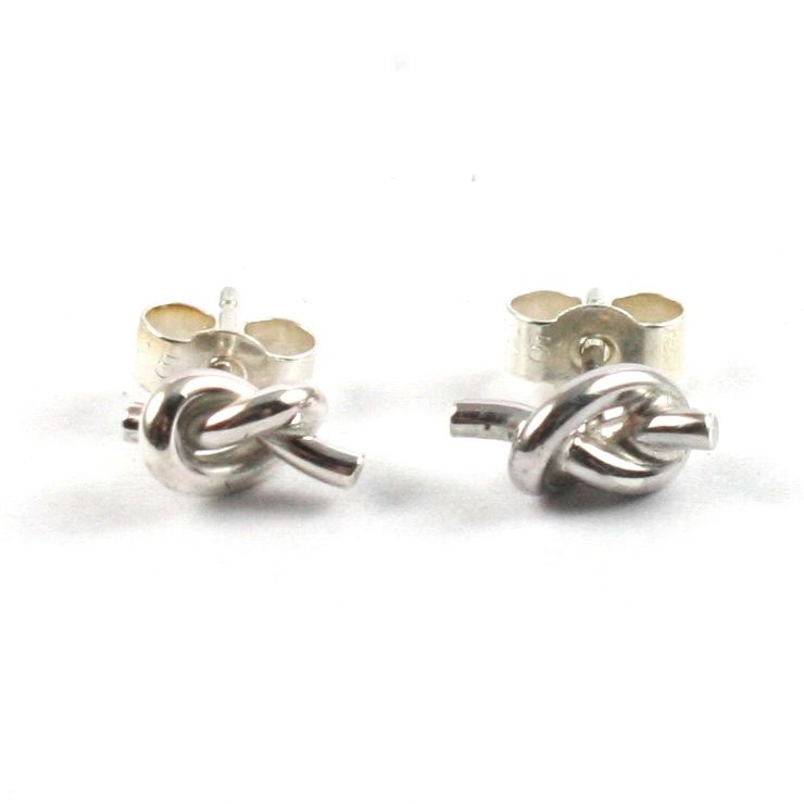 Handmade Solid Silver 925 Knot Stud Earrings