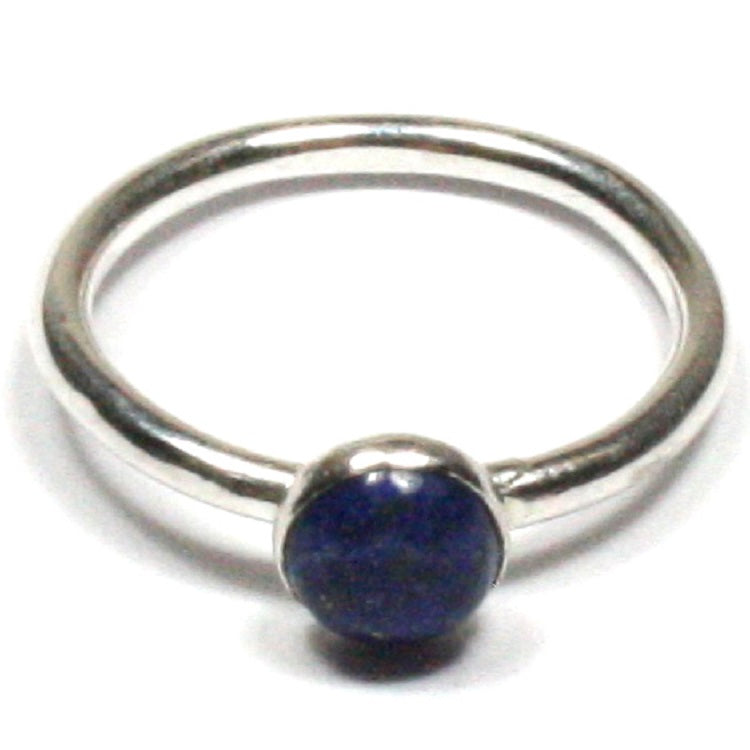 Handmade Solid Silver 925 Lapis Lazuli 1.8mm Stacking Ring