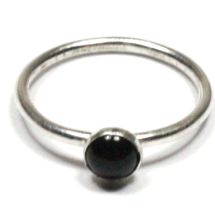 Handmade Solid Silver 925 Black Onyx 1.8mm Stacking Ring