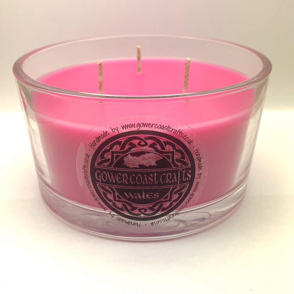 Strawberry & Rhubarb Handpoured Highly Scented 3 Wick Candle Jar