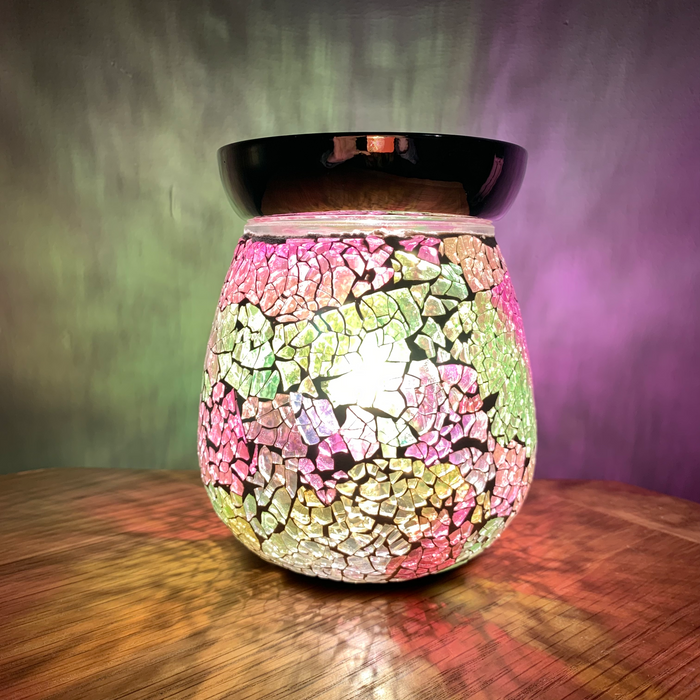 Rainbow Crackle Electric Wax Warmer/Burner with a pack of 10 FREE Scented Melts (3197)