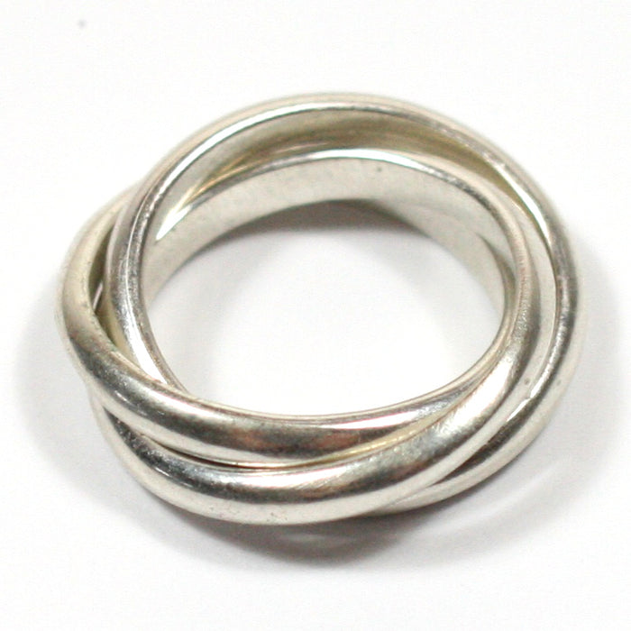 Solid Silver Handmade Chunky 3 Band Russian Wedding Ring