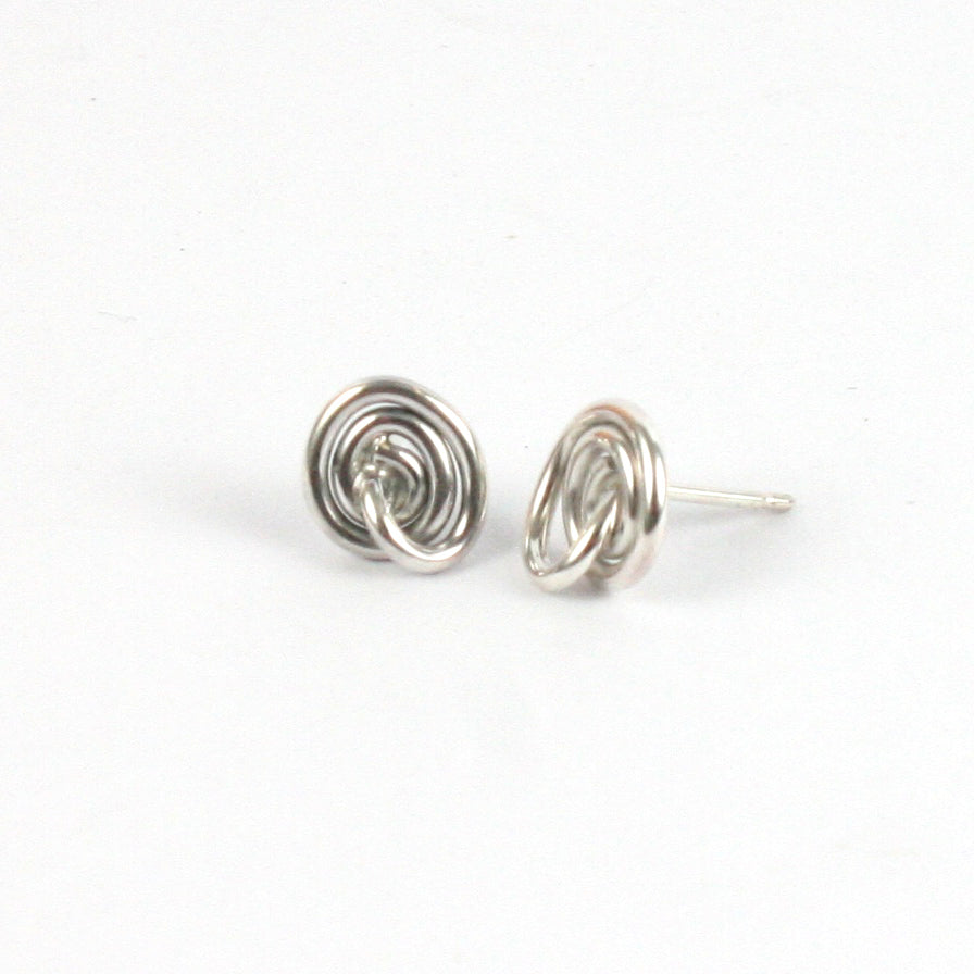 Handmade Solid Silver 925 Spiral Heart Stud Earrings