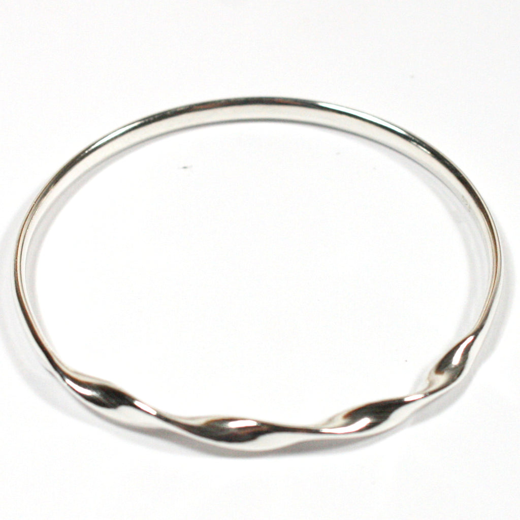 Solid Silver 925 Handmade Twisted Oval Bangle